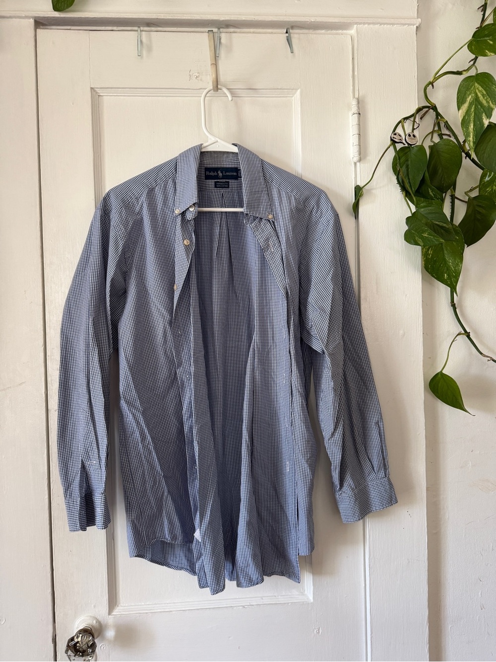 Ralph Lauren Light Blue Micro-Check Shirt Jacket size 15.5